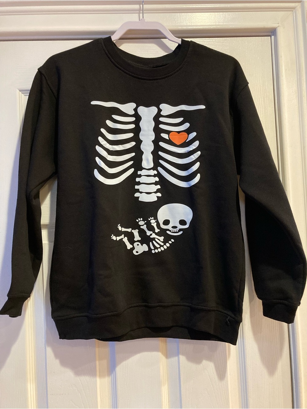 Maternity Black Skeleton & Heart w/ Baby Graphic Crewneck Sweatshirt